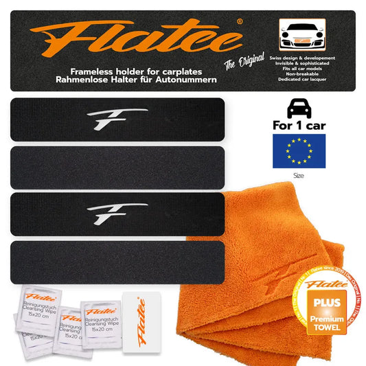 Flatee ORIGINAL-Set für EUROPÄISCHE Kontrollschilder - Limited Edition