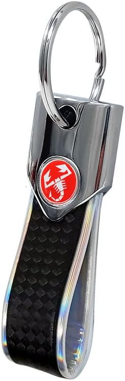 4R Abarth offizieller Schlüsselanhänger Carbonlook / chrom, roter Skorpion