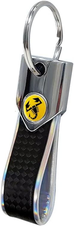 4R Abarth offizieller Schlüsselanhänger Carbonlook / chrom, gelber Skorpion