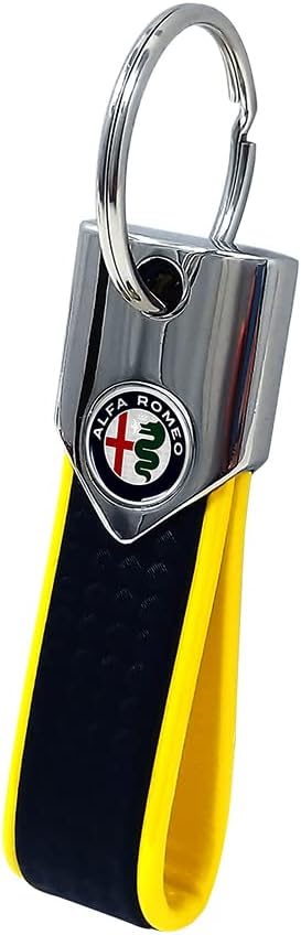 4R Alfa Romeo Schlüsselanhänger Carbonlook / gelb
