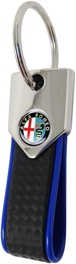 4R Alfa Romeo Schlüsselanhänger Carbonlook / blau, Logo alt
