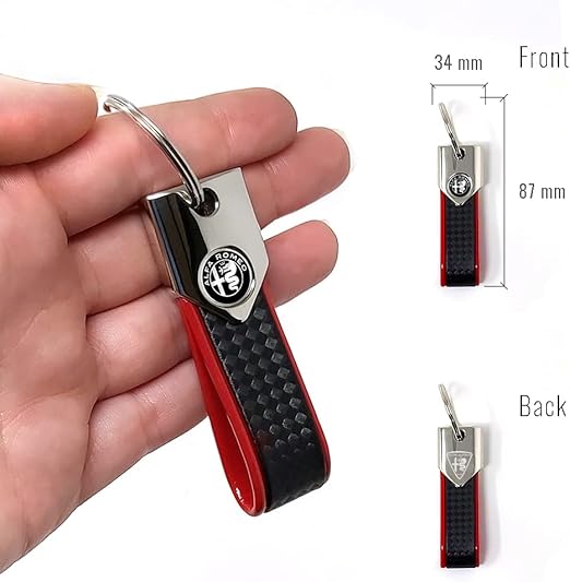 4R Alfa Romeo Schlüsselanhänger Carbonlook / rot, Logo black