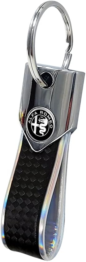 4R Alfa Romeo Schlüsselanhänger Carbonlook / chrom, Logo black