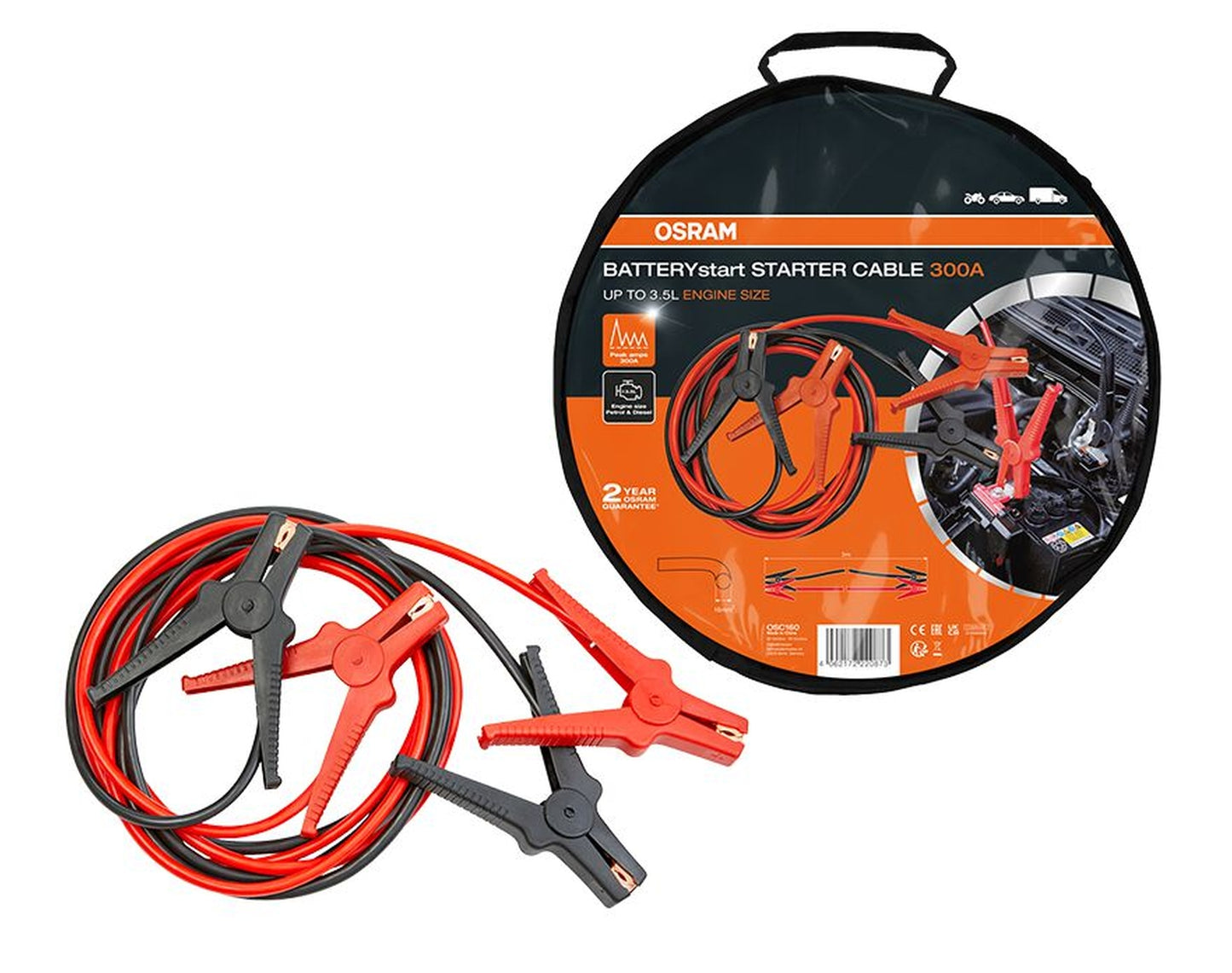 OSRAM Starthilfekabel 300 A, Länge 3 m, 16 mm²