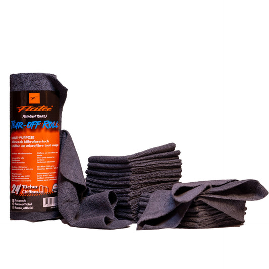 Flatee Tear-Off Roll 24 Mikrofasertücher auf der Rolle 30x30cm – 210gr/m2 – grau