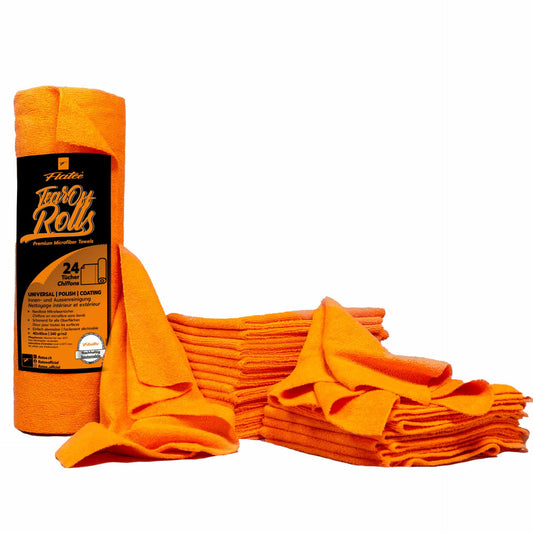 Flatee Tear-Off Roll 24 Mikrofasertücher auf der Rolle 40x40cm – 240gr/m2 – orange