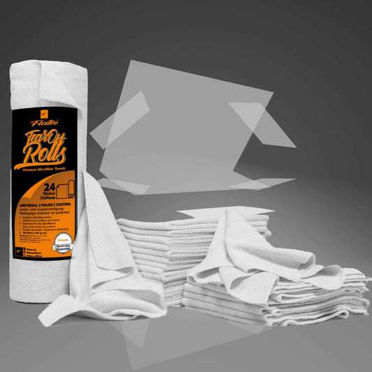 Flatee Tear-Off Roll 24 Mikrofasertücher auf der Rolle 40x40cm – 240gr/m2 – weiss