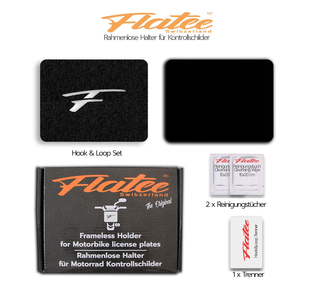 Flatee Original-Set für Motorrad 13x17cm Schweizer Kontrollschilder