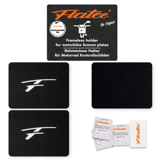 Flatee Original-Wechselschild-Set für Motorrad 13x17cm Schweizer Kontrollschilder