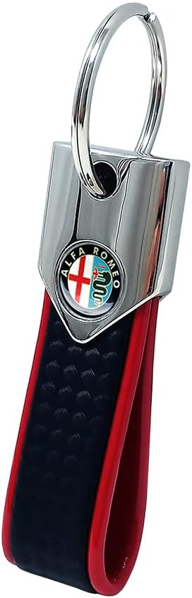 4R Alfa Romeo Schlüsselanhänger Carbonlook / rot, Logo alt