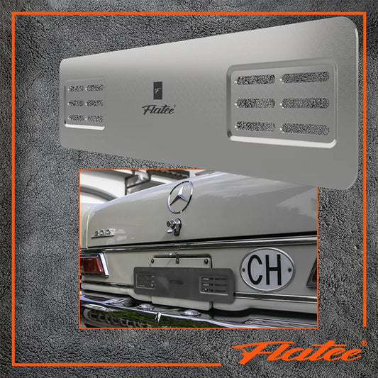 Flatee Montageplatte für Fahrzeugheck - 10 x 49 cm – Edelstahl