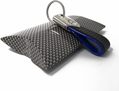4R Alfa Romeo Schlüsselanhänger Carbonlook / blau, Logo alt