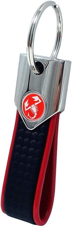 4R Abarth offizieller Schlüsselanhänger Carbonlook / rot, roter Skorpion