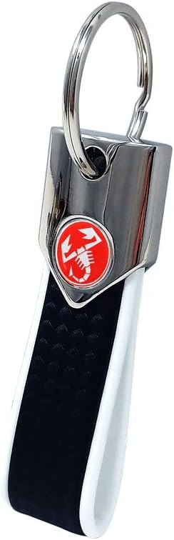 4R Abarth offizieller Schlüsselanhänger Carbonlook / weiss, roter Skorpion