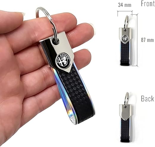4R Alfa Romeo Schlüsselanhänger Carbonlook / chrom, Logo black