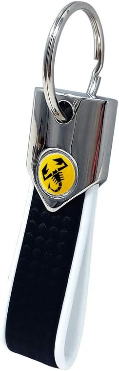 4R Abarth offizieller Schlüsselanhänger Carbonlook / weiss, gelber Skorpion