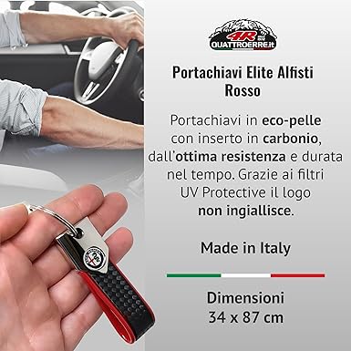 4R Alfa Romeo Schlüsselanhänger Carbonlook / rot