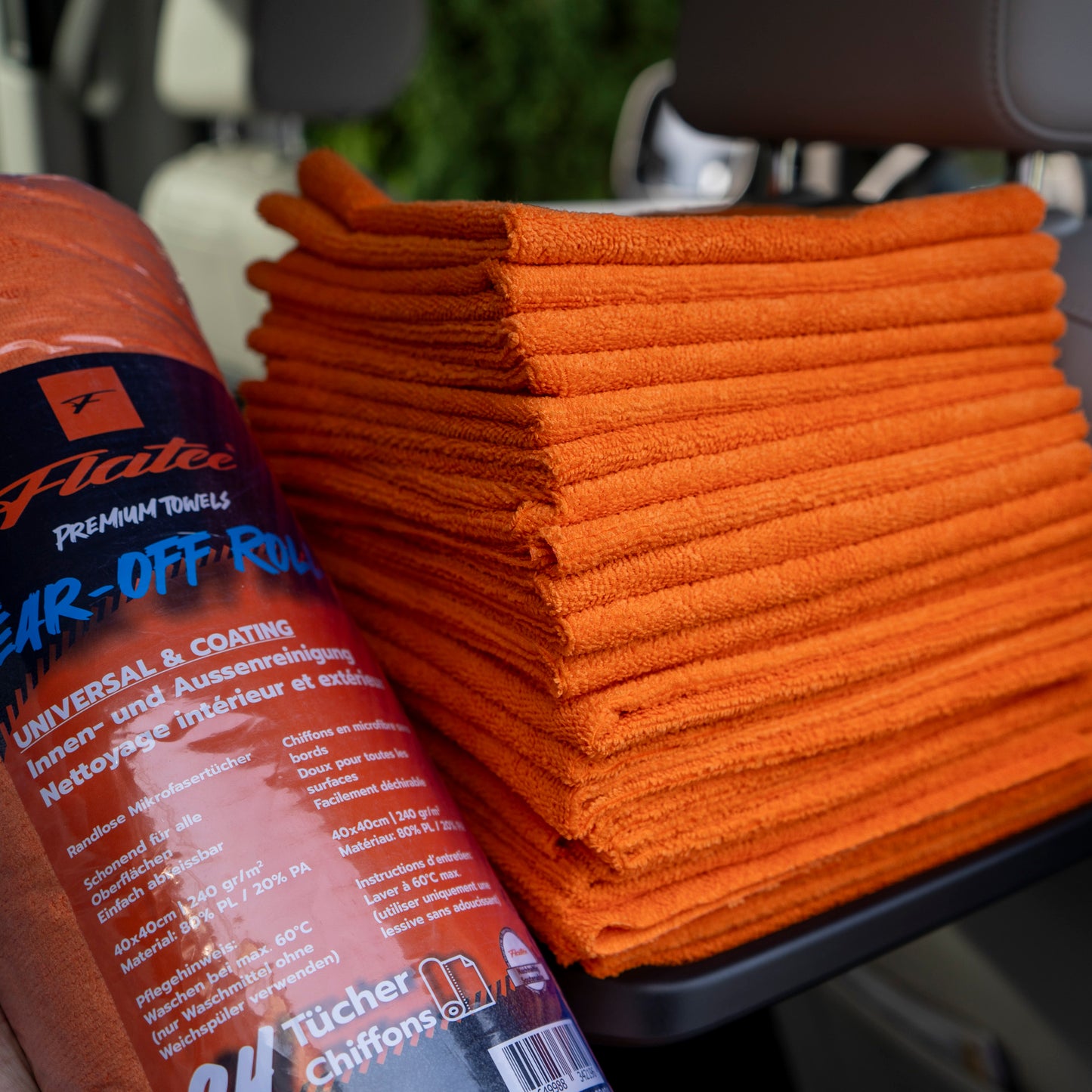 Flatee Tear-Off Roll 24 Mikrofasertücher auf der Rolle 40x40cm – 240gr/m2 – orange