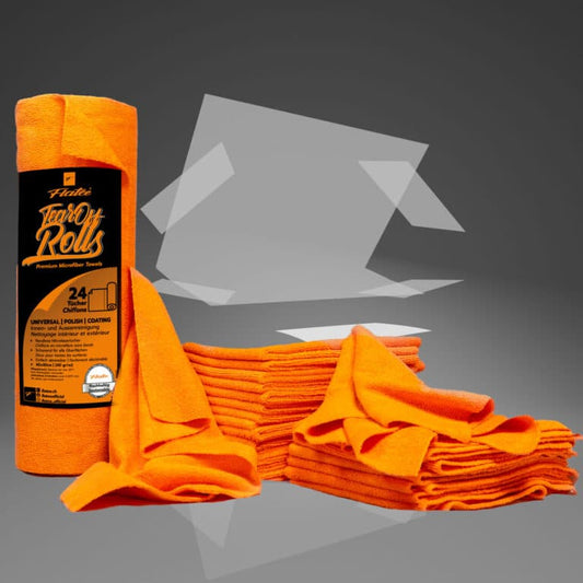 Flatee Tear-Off Roll 24 Mikrofasertücher auf der Rolle 40x40cm – 240gr/m2 – orange