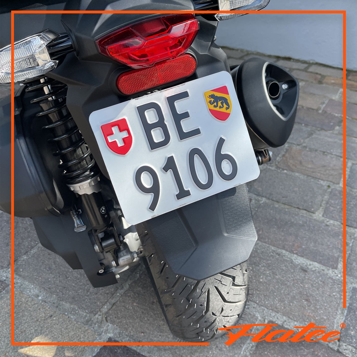 Flatee Wechselschild-Set für Motorrad 13x17cm Schweizer Kontrollschilder